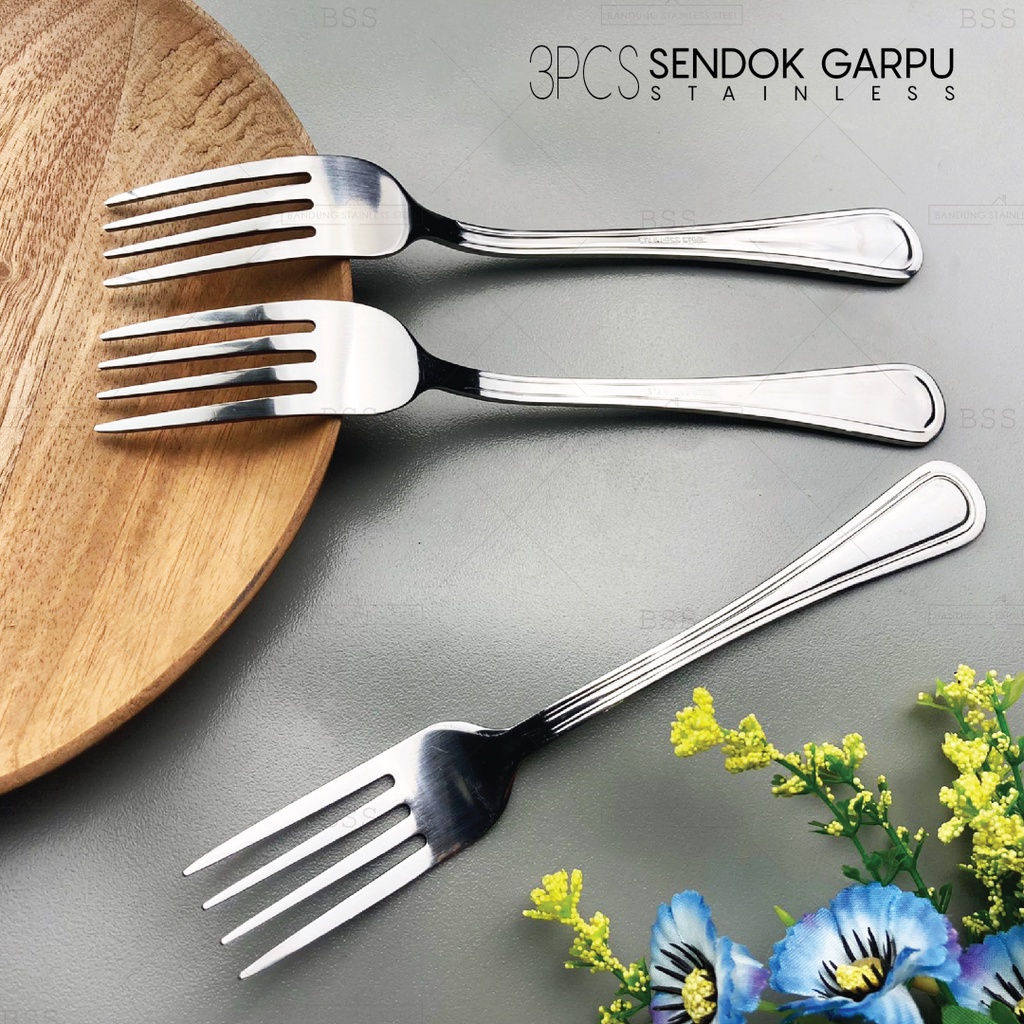 3 pcs sendok garpu makan besar standar stainless tebal fork hotel spoon