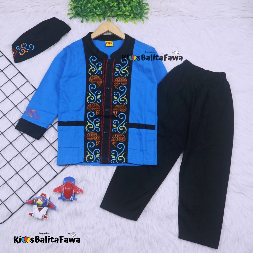 Baju Koko Kurta uk 1-8 Tahun / Setelan PREMIUM BORDIR Muslim Anak Laki Laki Polos Turki Bayi Balita