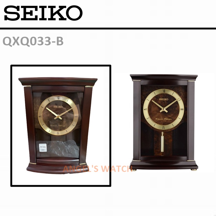 angelswatch Jam Meja SEIKO Kayu Japan Westminster QXQ033B QXQ033 Brown Original