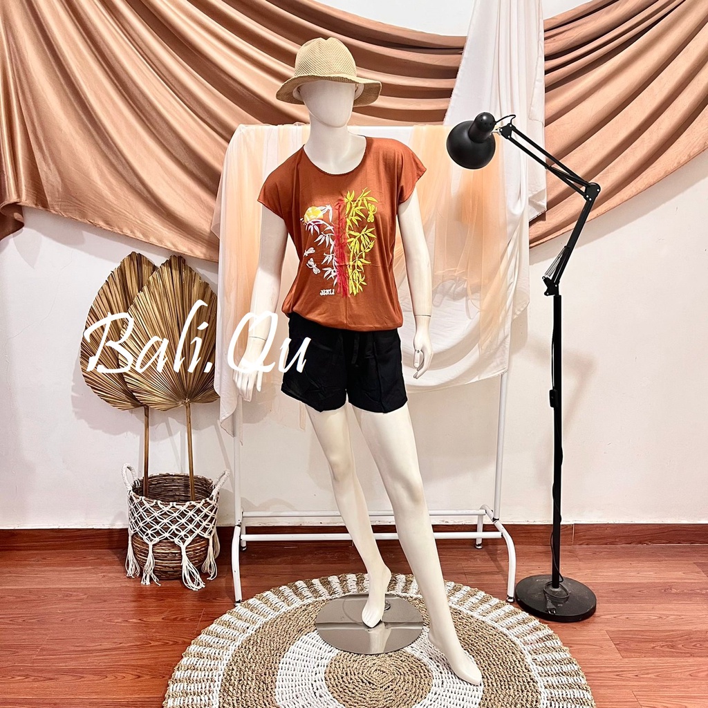 Baju Atasan Kaos Bambu Bali XL Kain Halus-CARAMEL