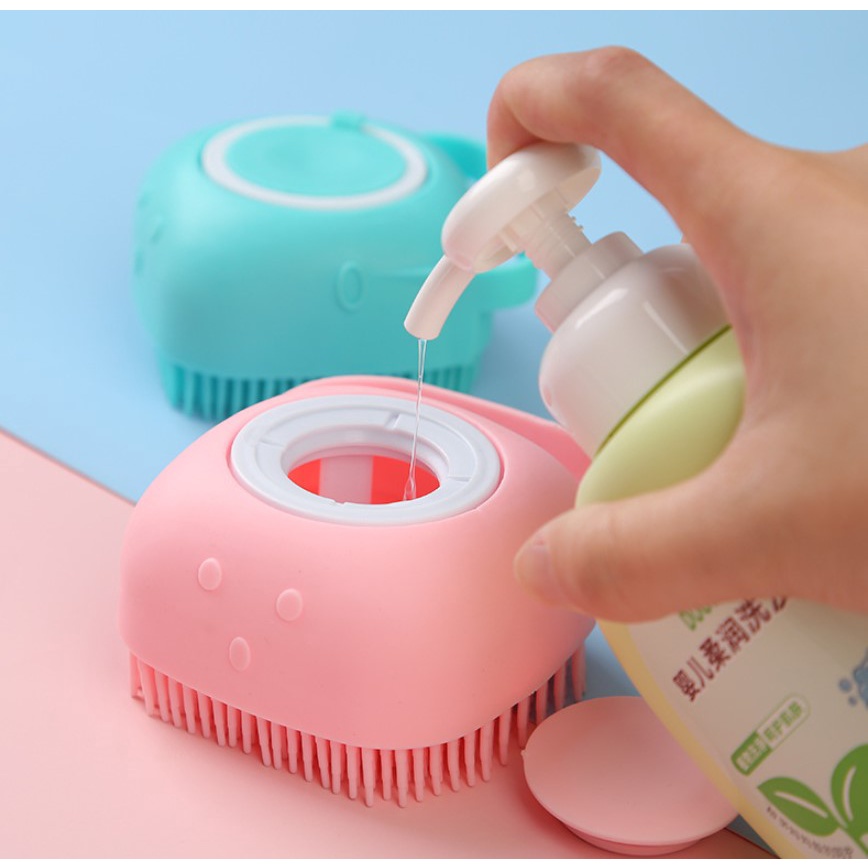 Huggy Baby BR001 Baby Bath Brush | Sikat Mandi Dispenser Silikon