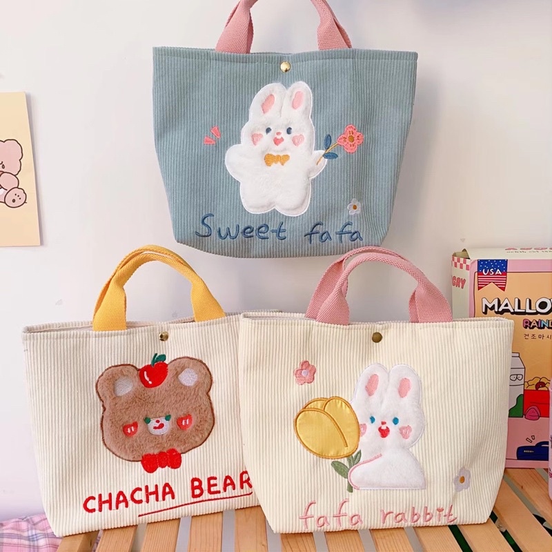 TOTEBAG KANVAS AESTHETIC KARAKTER BERUANG DAN KELINCI LUCU / TOTE BAG WANITA IMPORT QUALITY /  TOTEBAG BESAR ORIGINAL VINTAGE / BIG CANVAS BAG / CUTE TOTEBAG BEAR AND RABBIT / TAS ANAK / TAS JINJING / TAS KANVAS PIKNIK / TAS JALAN-JALAN