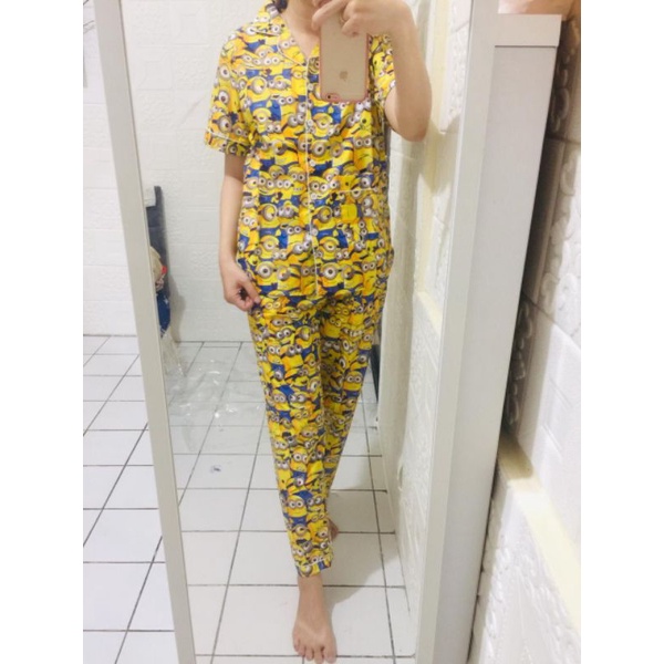 delvin store889 baju tidur dewasa piyama/pajamas motif minion CP
