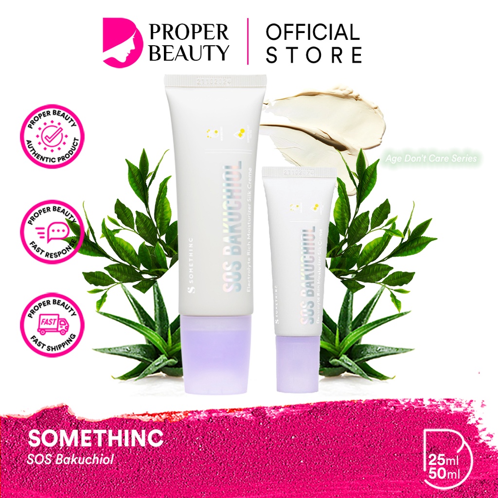 SOMETHINC SOS Bakuchiol Indonesia / Anti Aging Series Rich Moisturizer Silk Creme Cream Toner / Basic Skincare Body Care Make Up Cleanser Essence Serum Eye Gel Sunscreen Mask / Foundation Cushion Loose Powder Blush On Lipstick Lip Tint Sugar Wax Paket Set