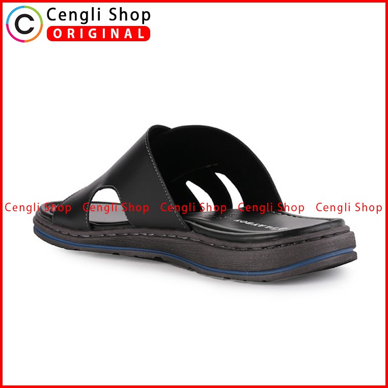 PLAYBOY SANDAL KULIT CASUAL PRIA ORIGINAL TERBARU BRANDED HITAM PLD8