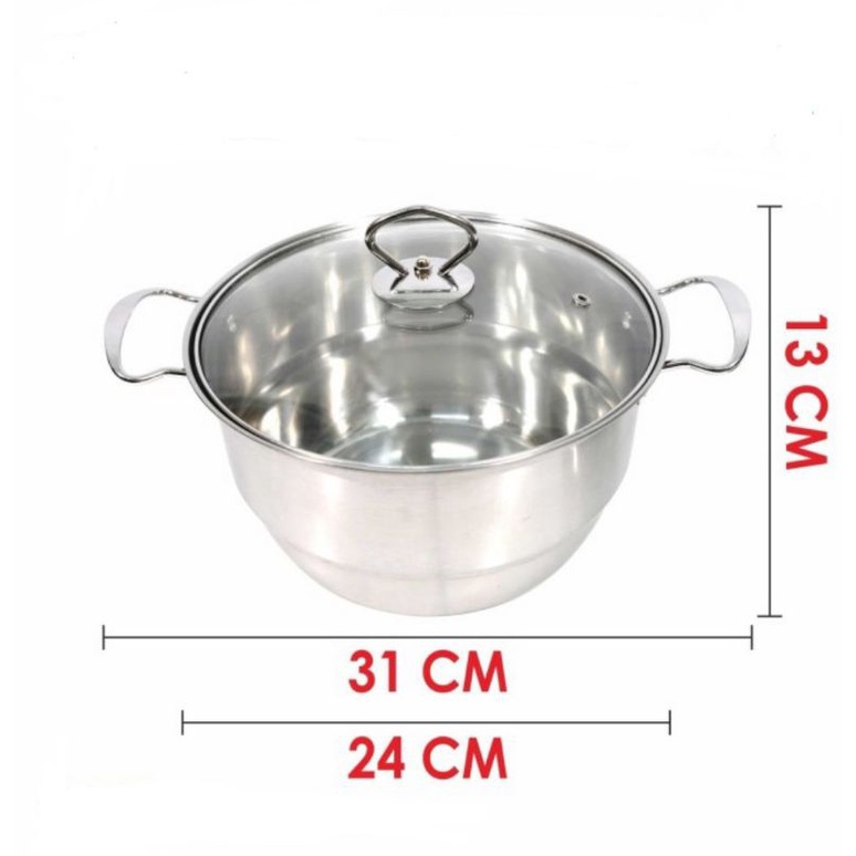 dandang steamer stainless murah / panci steamer calypso stainless / panci kukusan ukuran 24 cm 28 cm / soup pot 28cm calypso