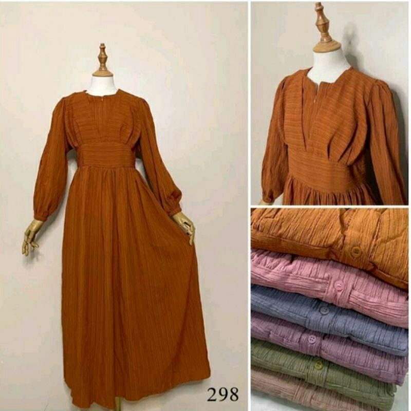 JADORE ZHAFIRA GAMIS DRESS LADY CRUSH SERAT KAYU WARNA POLOS ORIGINAL LESTI