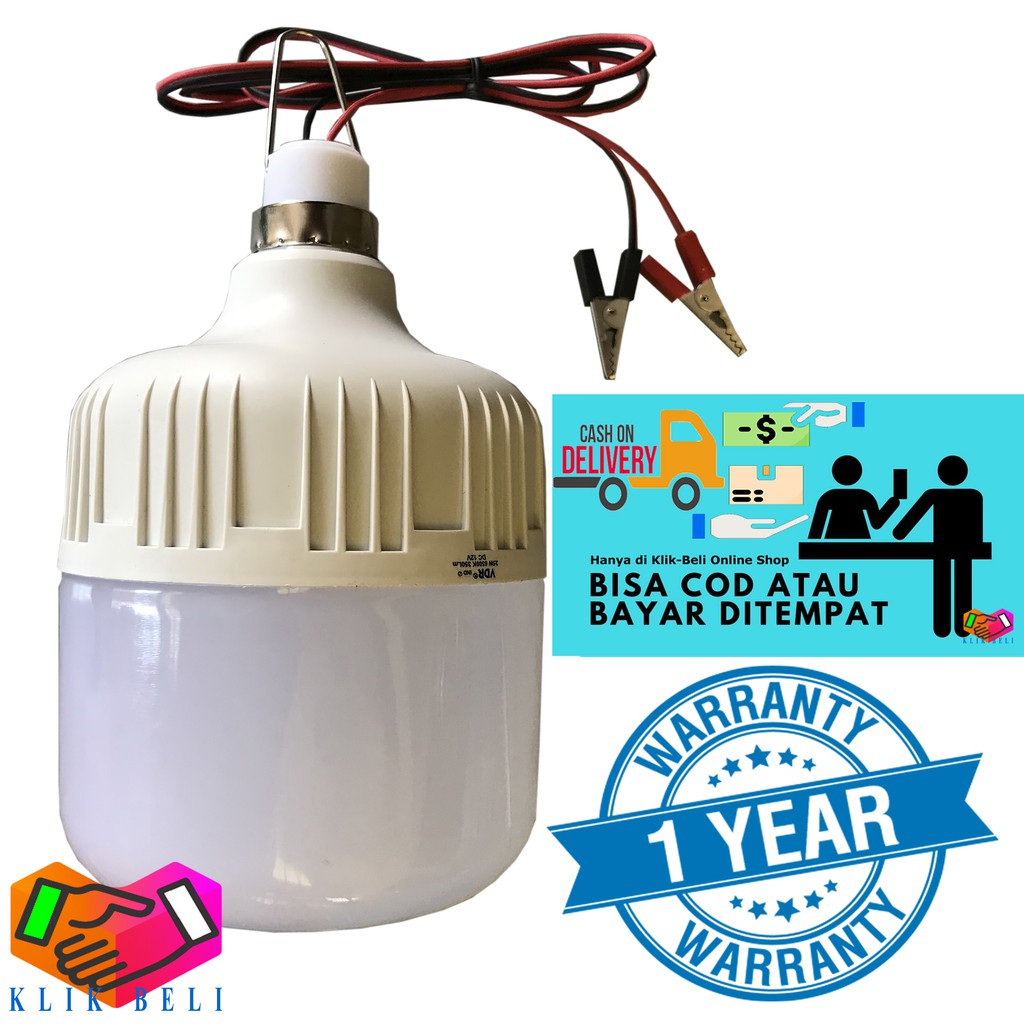 Bohlam Aki 25 Watt Lampu LED DC 12V Lampu 25W Jepit Baterai