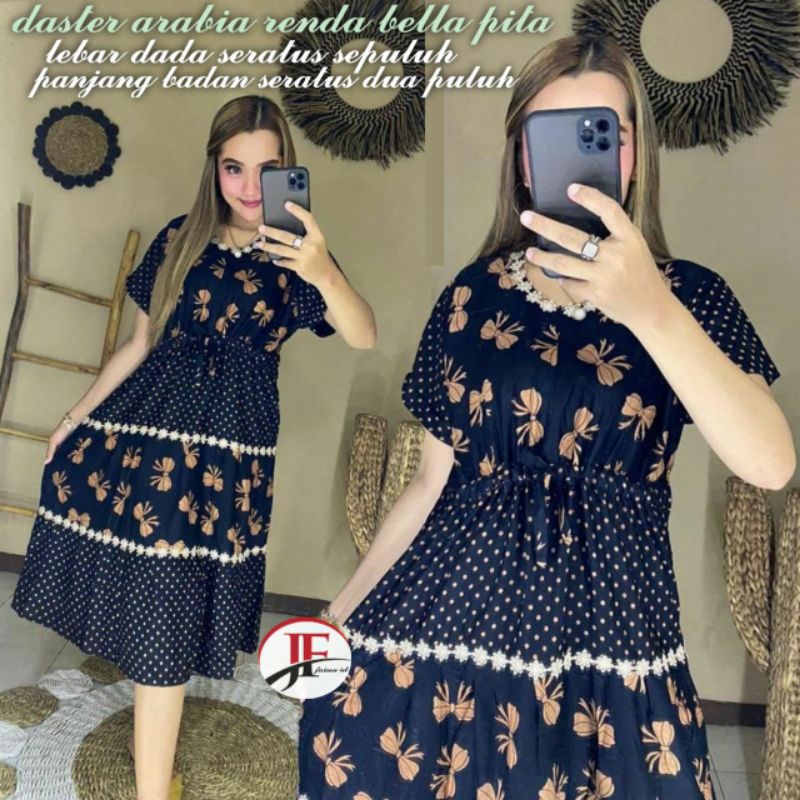 [ BISA COD ] Daster Arabia Renda Motif Bella Pita Serut | Terbaru Pakaian Wanita Bhusui