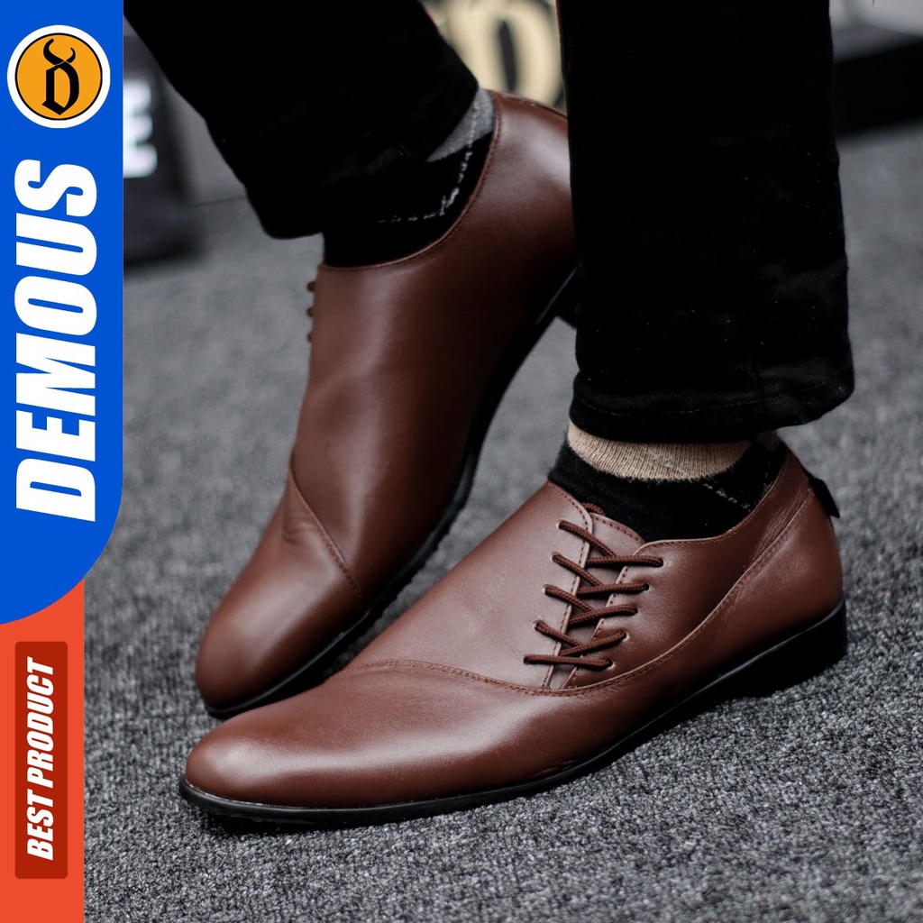 DEMOUS Megan - Sepatu Formal Pantofel Kulit Asli Kerja Pria