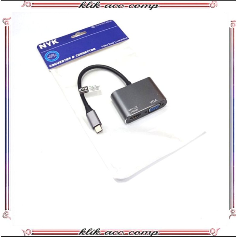 USB TYPE C To HDMI &amp; VGA Adapter 2IN1 Support 4K Type c to hdmi vga