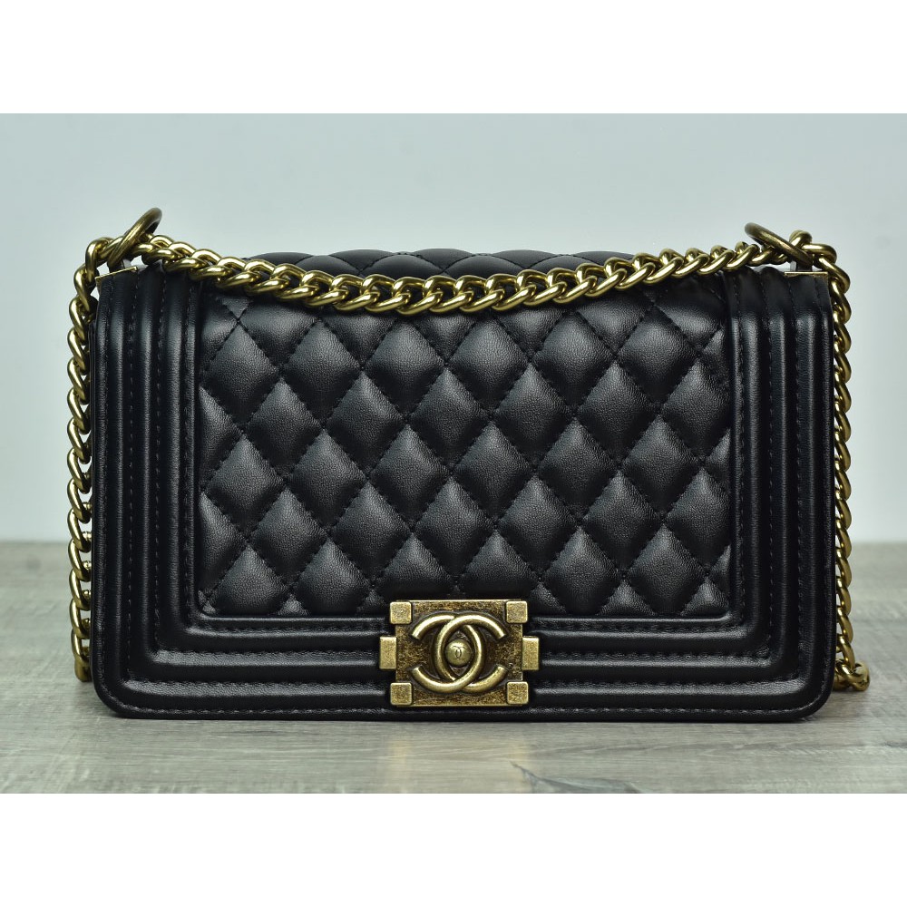 Supplier Tas Branded Tas Chanel Boy Classic Medium GHW HITAM Semi Premium AH001