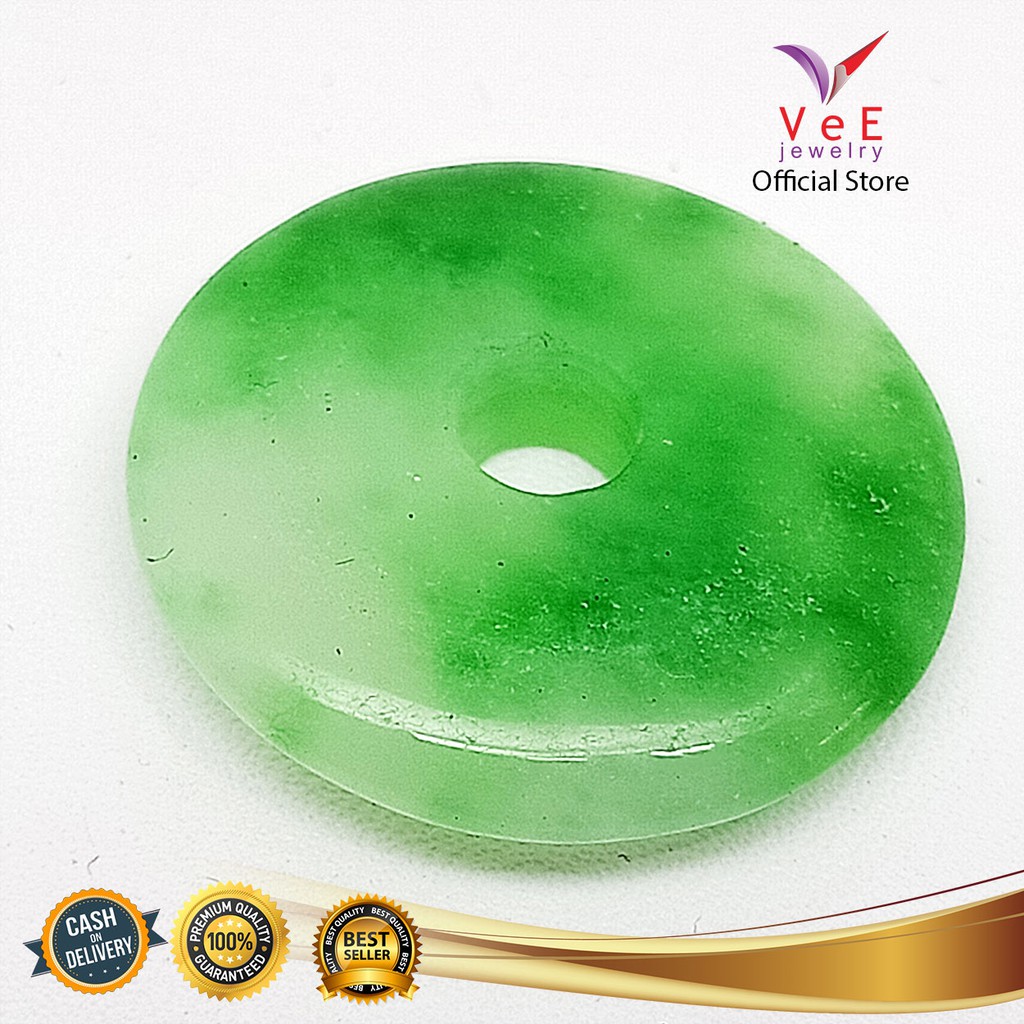 Liontin Batu Giok Asli Cina Hijau Donat 28mm- VeE Liontin Pendant Wanita Pria