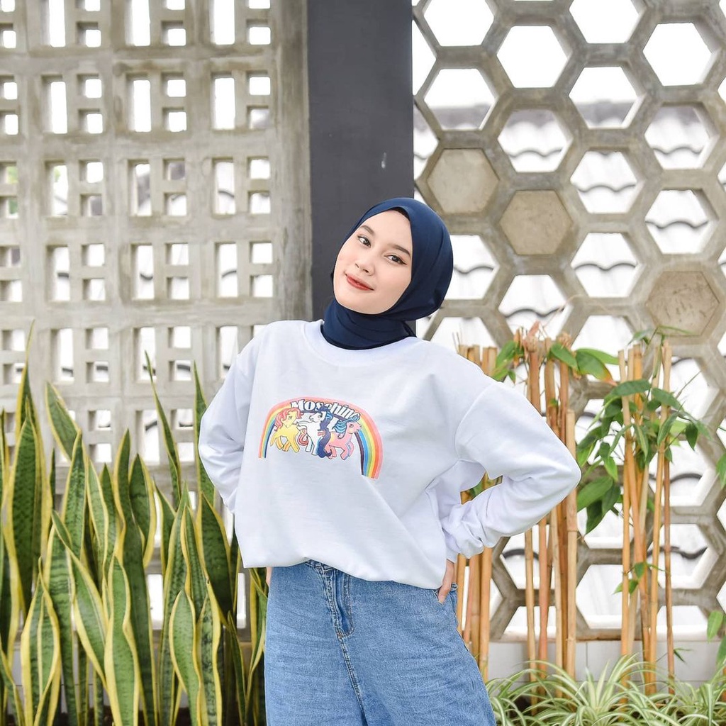 Primadona Sweater Pony Taile Rainbow - Sweatshirt Casual Motif Cartoon Lucu -  Fleece