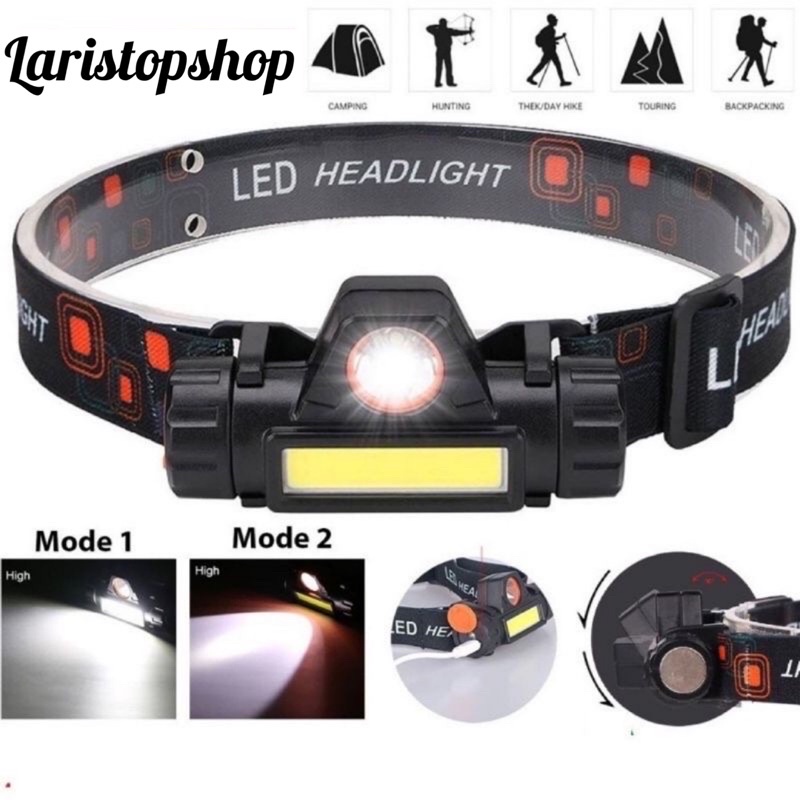 Senter Kepala LED Charger XPE Super Terang 2 in 1 / Headlamp COB Recharger / Senter Kepala Mini Super Terang / Senter Kepala Multifungsi Rechargeable / SENTER KEPALA LED CAS