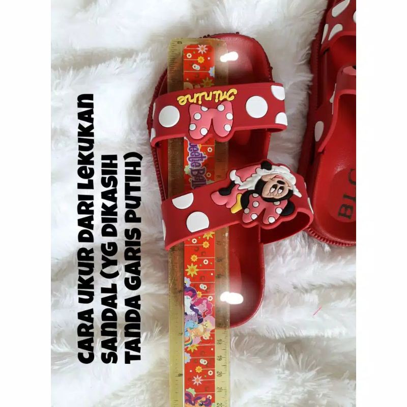 Sandal Strip Tali Dua Anak Mickey Minnie Mouse Polkadot Anak