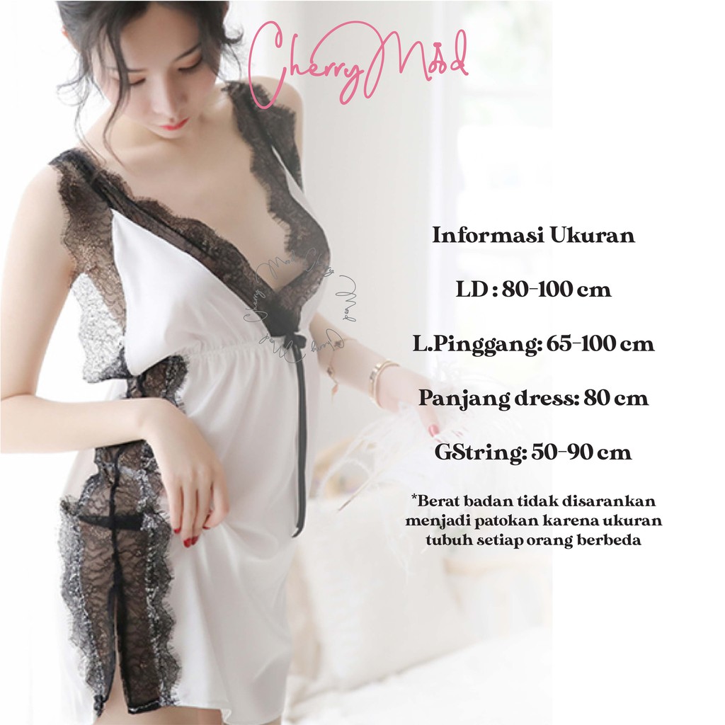 AZALEA Sexy Lingerie Satin Premium Baju Tidur Wanita Pakaian Wanita Import All Aize Piyama Seksi Cod Baju Dinas Depan Suami Sleepwear G-string Termurah Baju Malam Pertama Terbaru Pakaian Dalaman Wanita-2