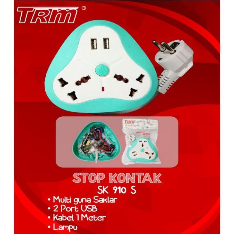 Stopkontak Universal USB 2 Port Kabel 1m TRM