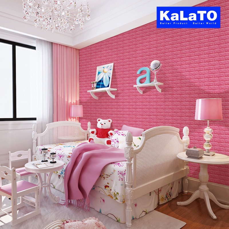 (KaLaTO) Wallpaper 3D Motif Kayu Wood Foam Dekorasi Dinding Kamar Murah 70CM x 70CM Wallpaper Dinding-7