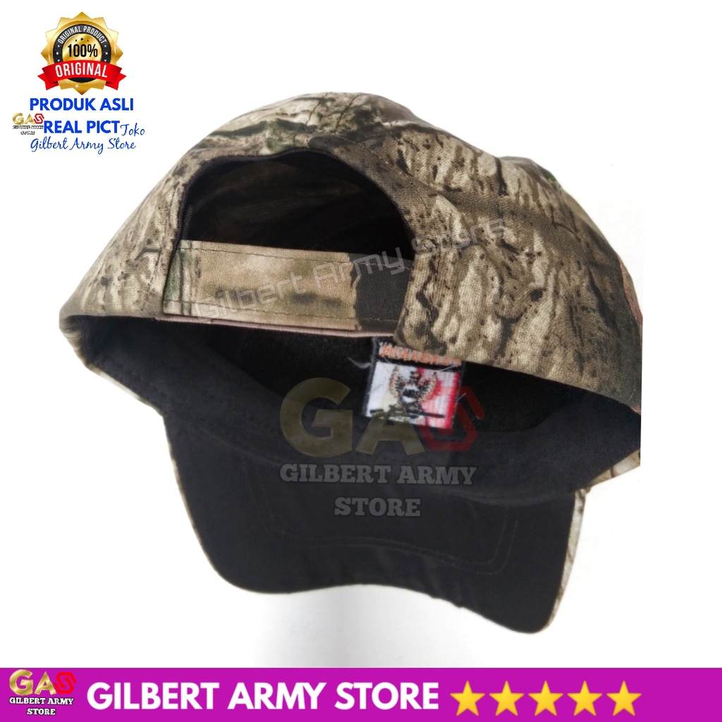 GILBERT ARMY STORE Topi Loreng Camo Perbakin Terbaru Logo Bordir Military Outdoor Camping Motif Daun Berburu Realtree Grosir Premium Murah
