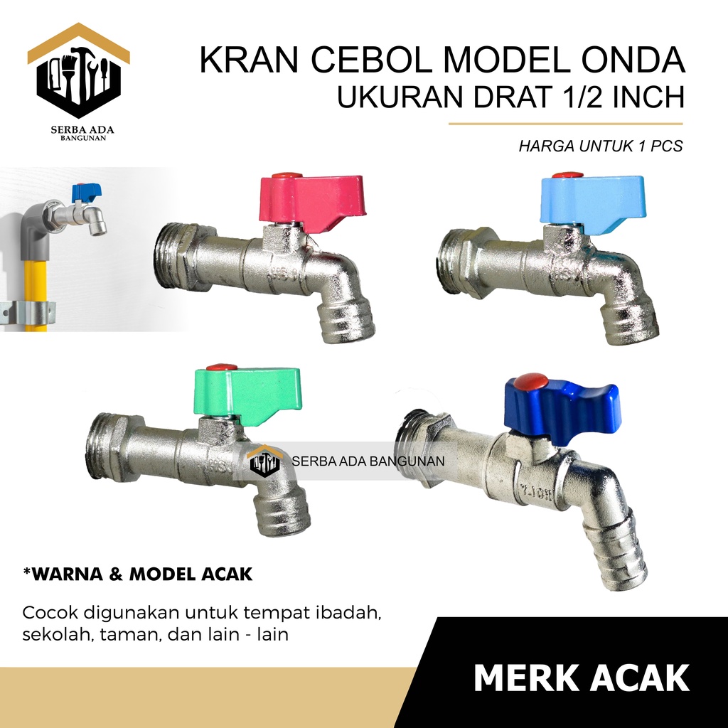 [COD] Kran  Cebol Tembok MODEL Onda 1/2&quot; 3/4&quot;  Body Panjang / Keran Air Babet Bukan Besi BUKAN MERK