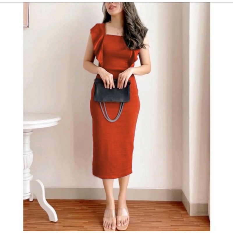 DRESS YONA DRESS SCUBA BODYCON PREMIUM POLOS DRESS KOREAN STYLE terbaru gaun pesta kondangan