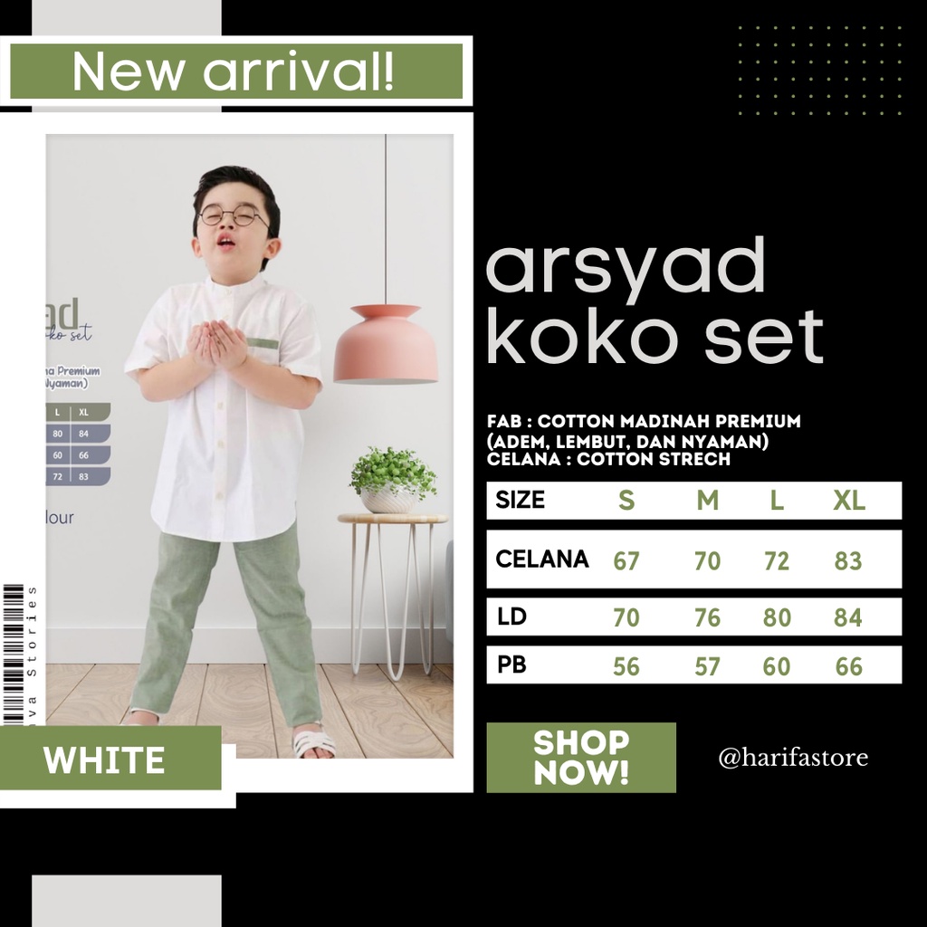 [TERBARU] ARSYAD KOKO SET KIDS ORIGINAL BY KHEYRA | BAHAN COTTON MADINA PREMIUM | KOKO ANAK LAKI-LAK