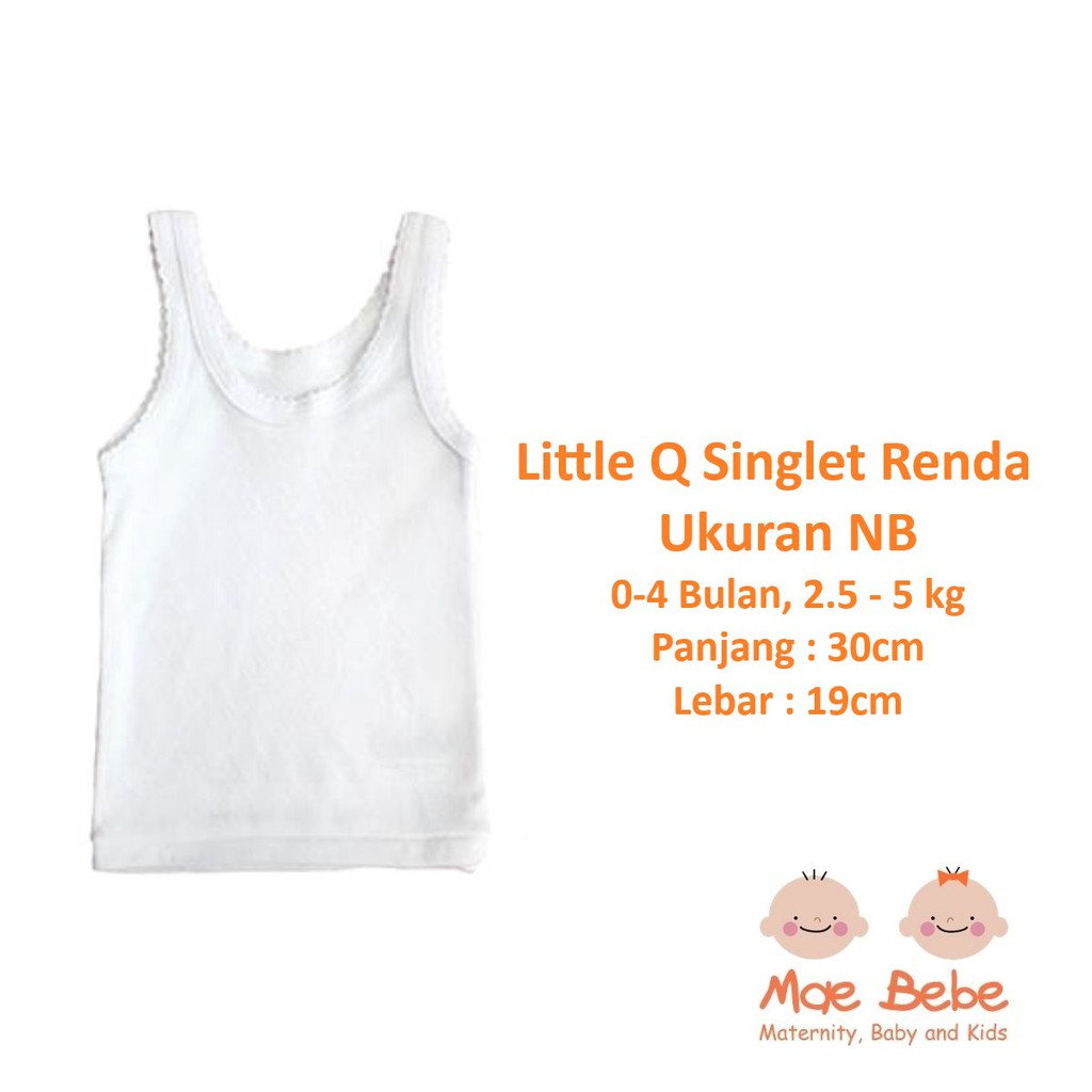 [Ukuran Newborn NB] Little Q Singlet Renda Baby Kaos Dalam Bayi 0-4 Bulan