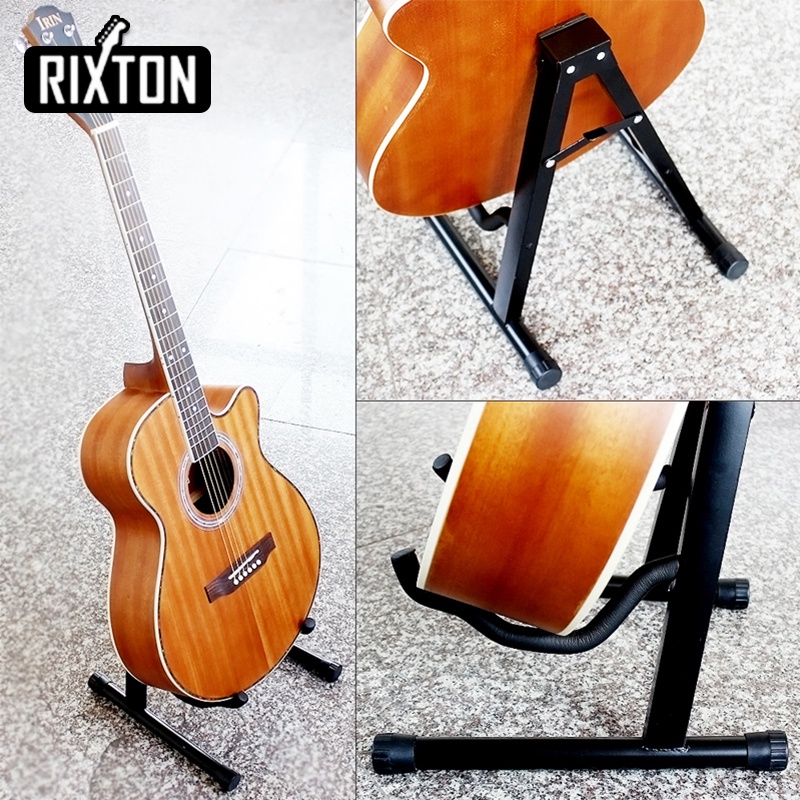 Rixton Lipat Lantai Gitar Stand Holder Portabel Lipat Ringan Floor Stand