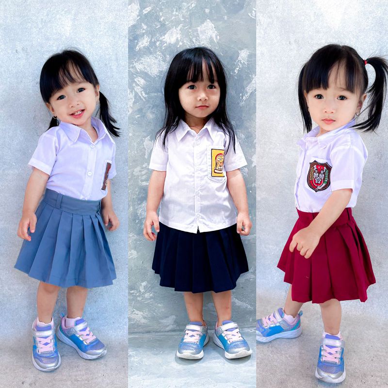 SAOIRSE'S Seragam Nasional - Setelan Kostum Seragam Sekolah Anak Perempuan Laki-Laki Balita 1-7 Th