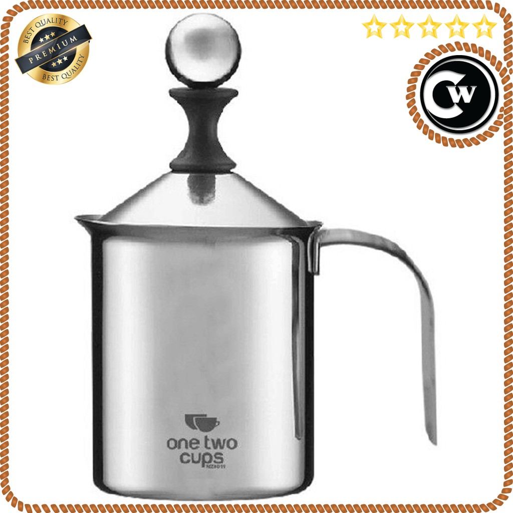 Milk Frother Manual Double Mesh Stainless Steel 400ml | Pembuat Busa Susu Latte Art | Milk Frother Double Mesh 400ml