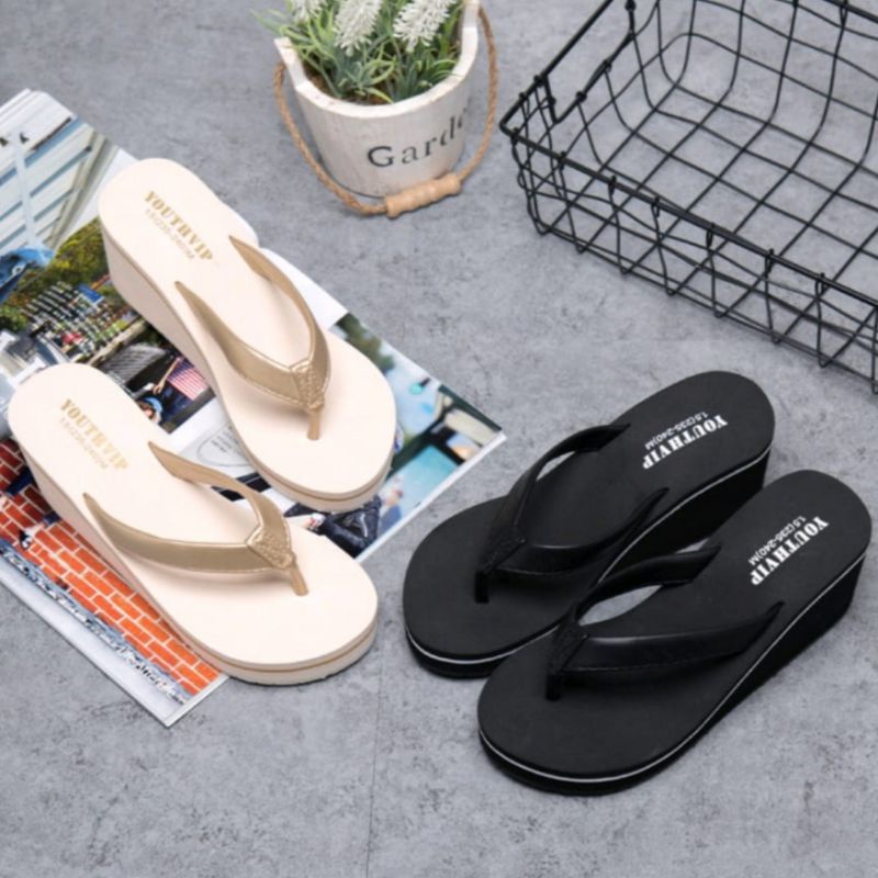 Sandal Wedges Wanita Plat CL 28 Terbaru