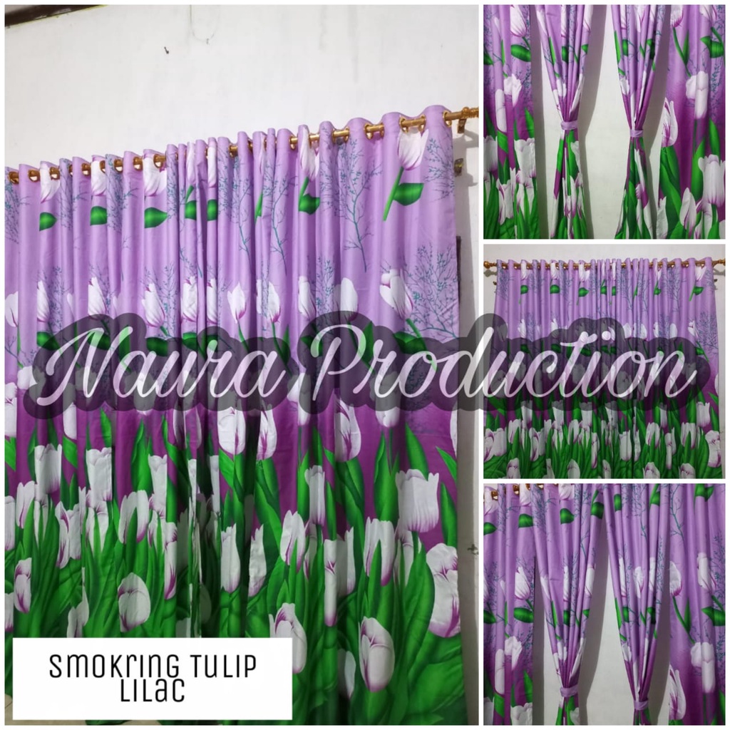 (COD) Gorden Smokring / Hordeng Bunga Smokring Ring 12 Bisa Jendela Bunga Tulip Ungu