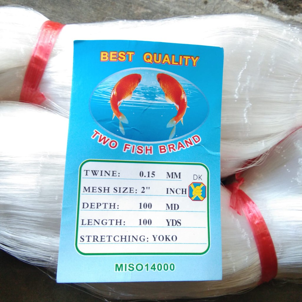 JARING IKAN 2 INCH SENAR 0.15 Mm 100X100 - YOKO ( MATA BERDIRI/ MUJUR / VERTIKAL )