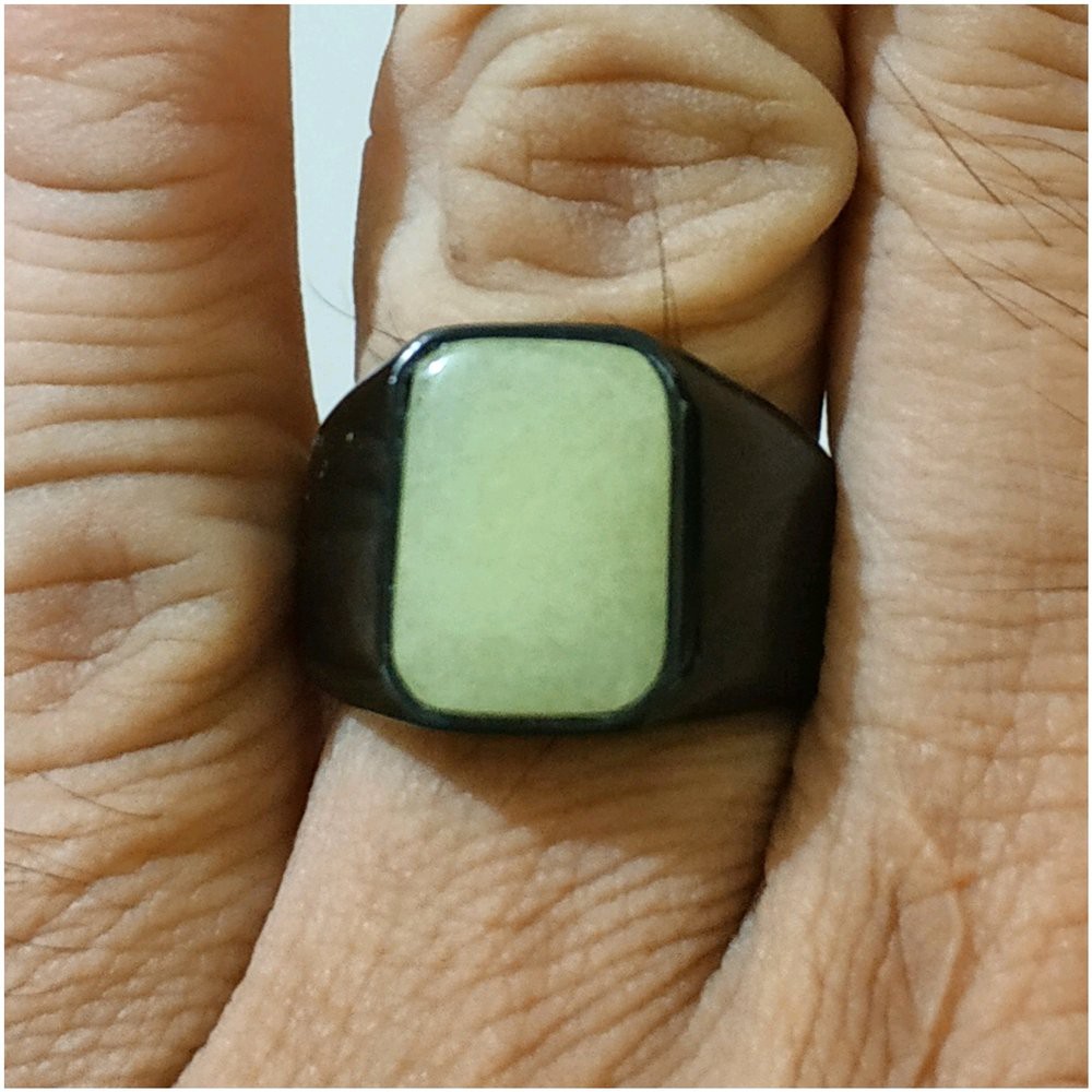 CINCIN BATU AKIK NATURAL POSFOR MINIMALIS TITANIUM HITAM OCTAGON