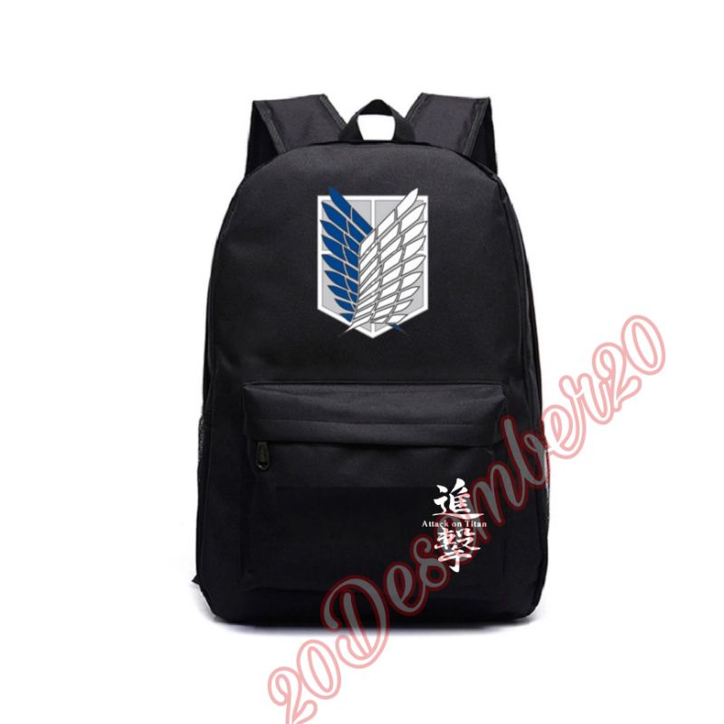 Tas Sekolah Ransel Backpack Cowok Cewek SMP SMA  SMU Kuliah Murah Kent Kent kanvas Murmer Abu AOT-Hitam