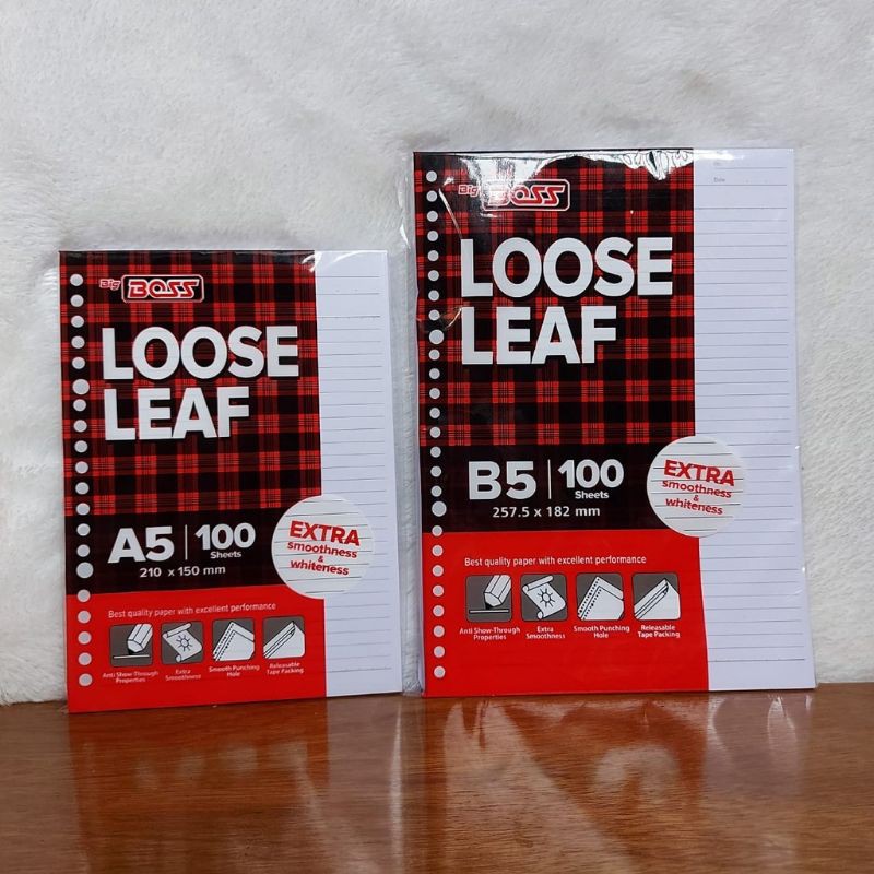 

Kertas binder loose leaf garis ukuran A5/20ring dan B5/26ring isi 100 lembar