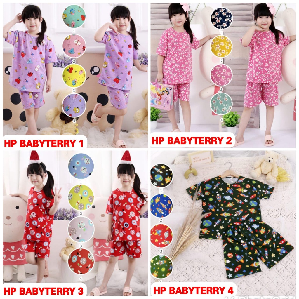 SETELAN HP BAJU TIDUR PIYAMA ANAK BABYTERRY USIA 1 - 8 THN