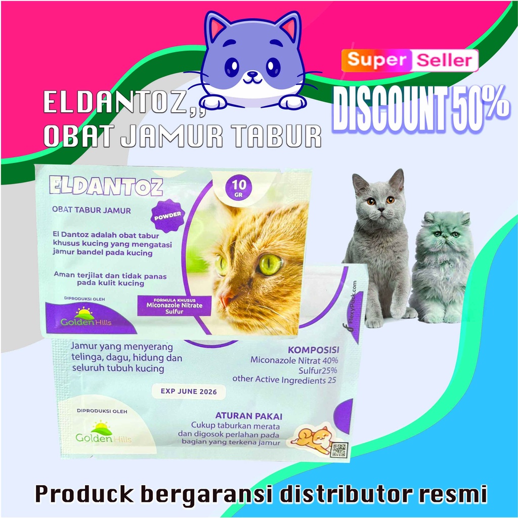 Obat Luka Jamur Kucing Infeksi Kulit Bernanah Borok Koreng Tabur El Dantoz Cat Fast And Effective