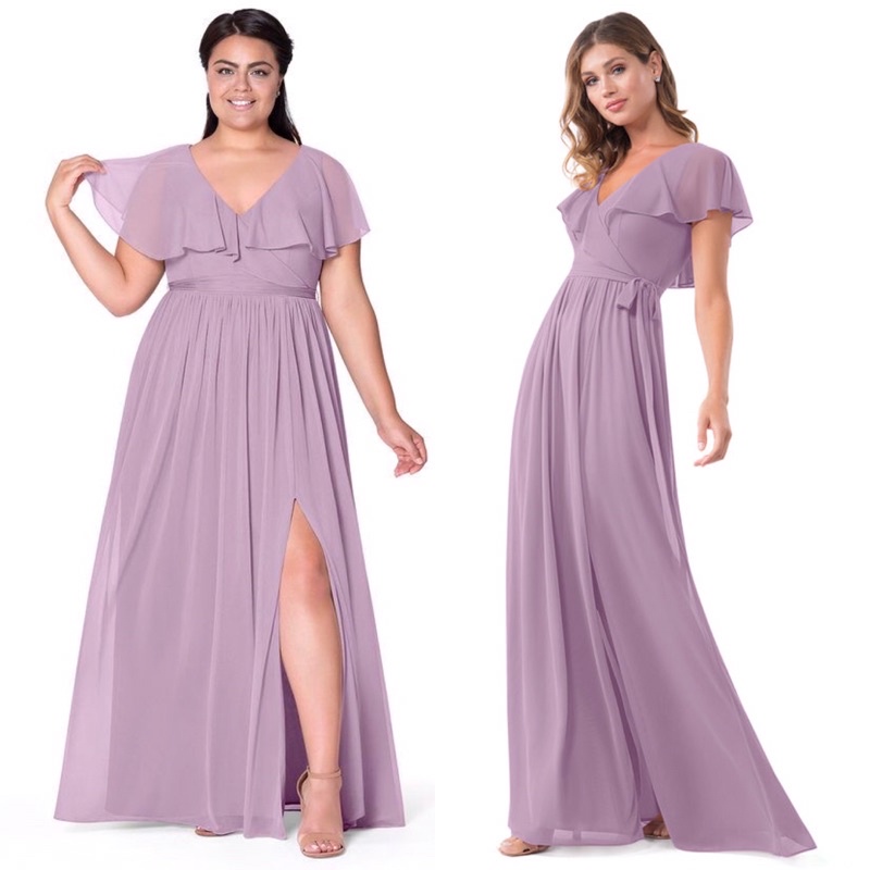 Gaun pesta chiffon maxi slit dress party gown big size jumbo ukuran besar