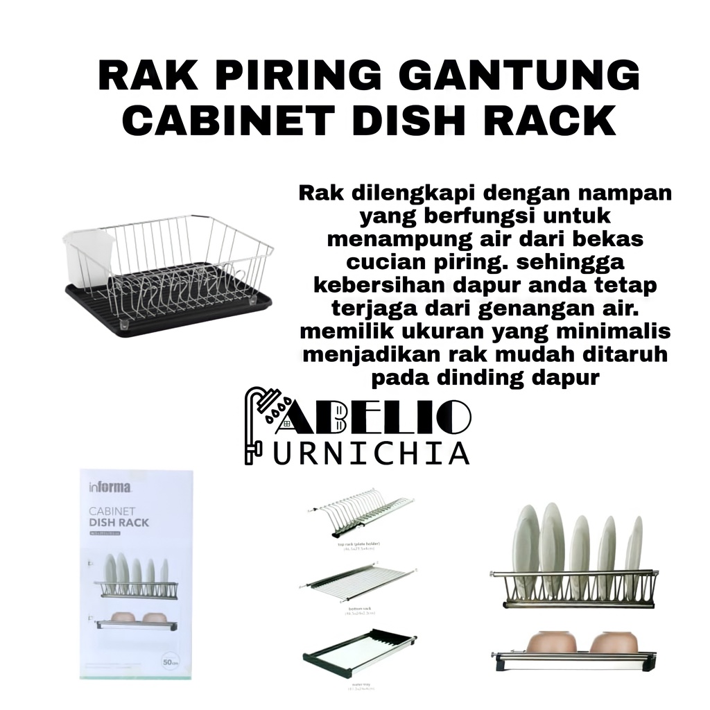 INFORMA RAK PIRING GANTUNG / RAK PENGERING PIRING / RAK PIRING DENGAN ALAS / RAK DAPUR / RAK PIRING SALVANORE / Rak Peniris Piring Mangkuk Dinding Rak Piring Gantung Dinding