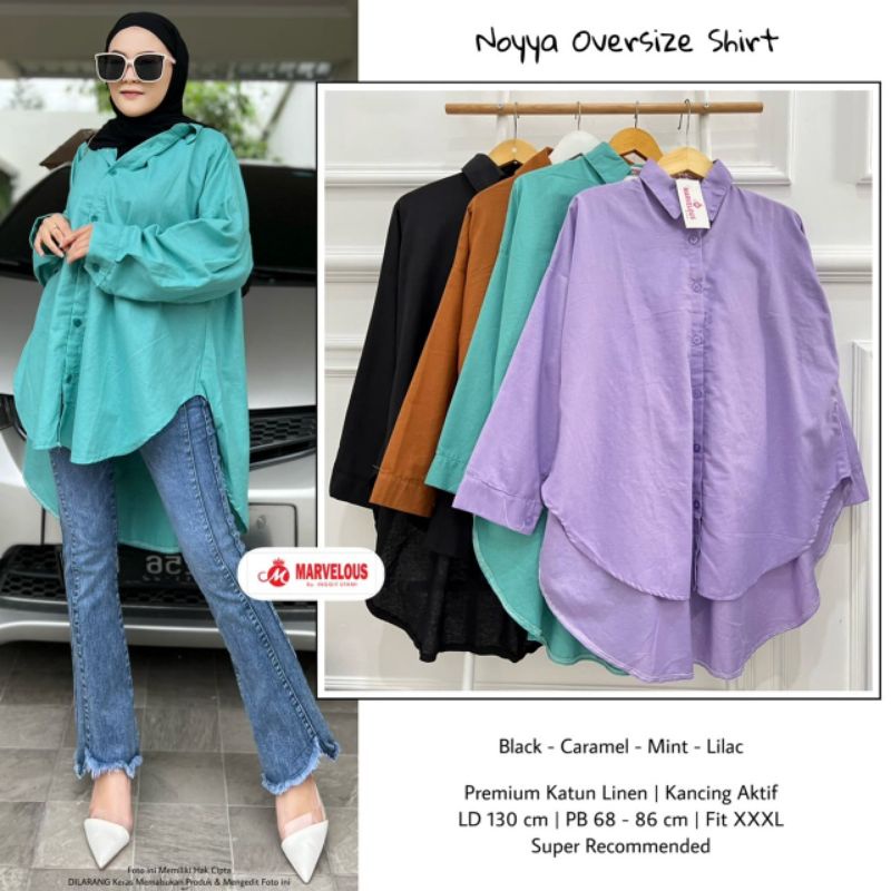 NOYYA OVERSIZE SHIRT BY MARVELOUS (BLOUSE MUSLIMAH) Blouse wanita polos rekomended