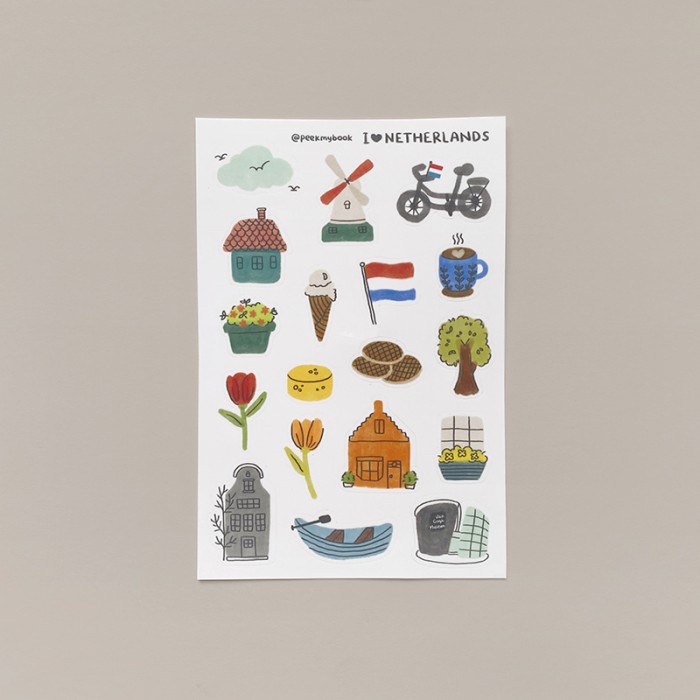 

Sticker lucu I Love Netherlands Peekmybook / cute sticker / stiker negara Belanda / Amsterdam stickers / Netherlands stickers