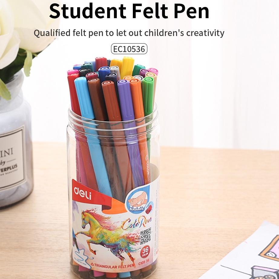 

Hot - Deli Spidol Warna 1.0mm 12/24/36 Warna Mudah dihapus dengan di cuci untuk penggunaan EC10536 ,,