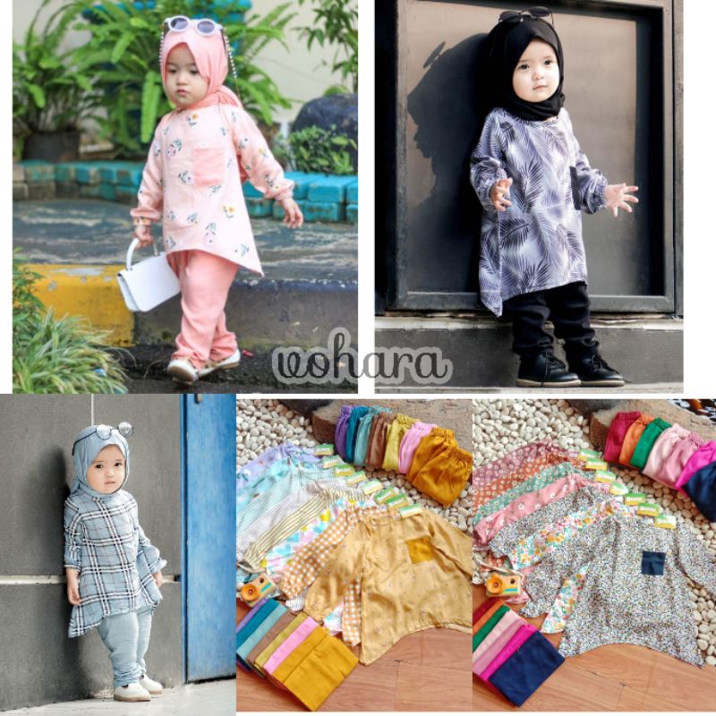 Set Tunik Azzahra Original Beuzee Setelan Anak Perempuan Free Pasmina 1-4 Tahun