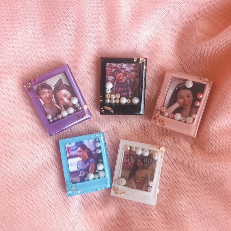 SHAKER RESIN KEYCHAIN POLAROID  FOTO  FRAME GANTUNGAN  KUNCI 