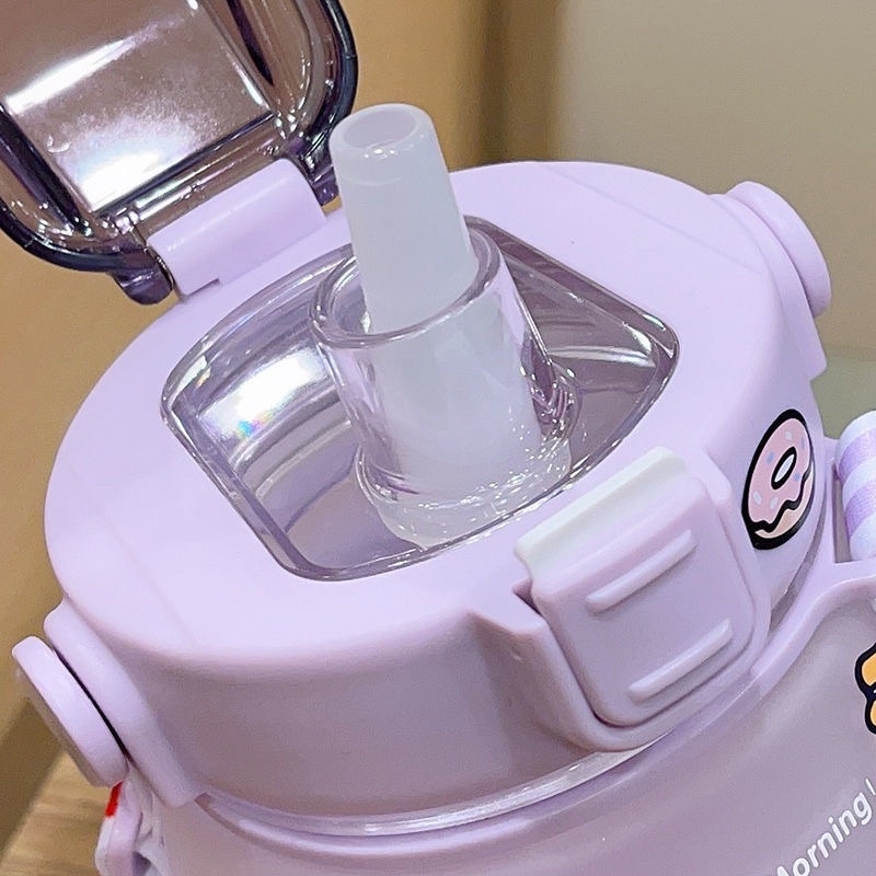 【Stiker gratis】Botol Minum Big Belly Gemoy 1400ML 1.4Liter Botol Motivasi Penanda Waktu Botol Minum Viral