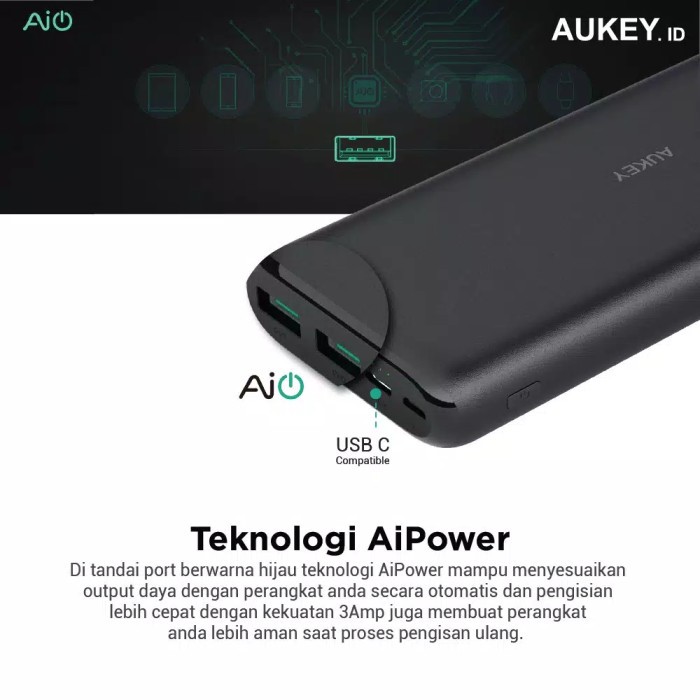 Aukey Powerbank PB-XN20 20000 mAh with USB C Fast Charging
