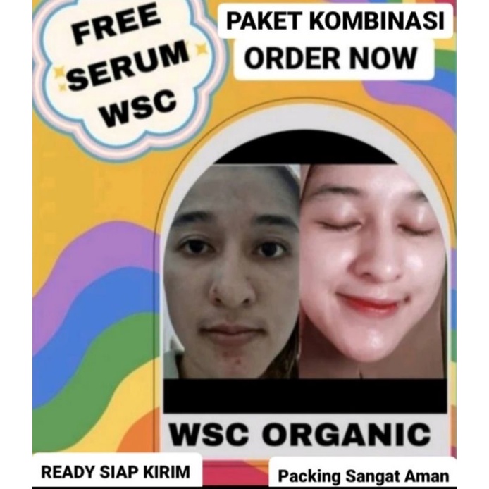Wsc organic paketkombinasi skincare FREE SERUM viral mulus dalam2minggu original