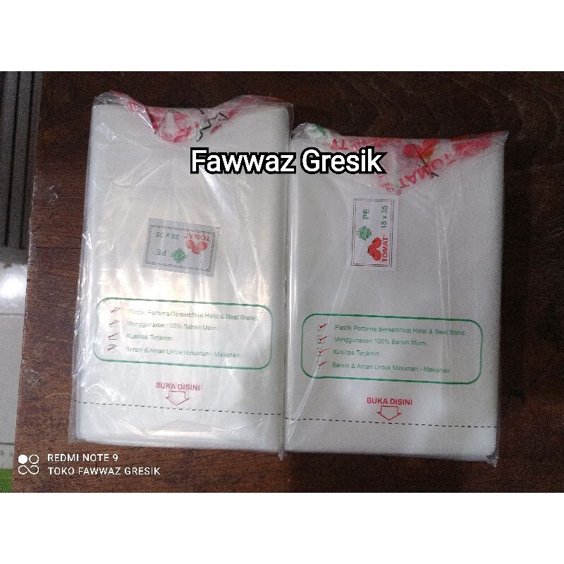 Kantong Plastik PE Tomat 12x25 (1/2kg) 15x30 (1kg) 18x35 (2kg) 20x35 (3kg) 25x45 (4kg) 30x45 (5Kg) Cm Beras Es Gula